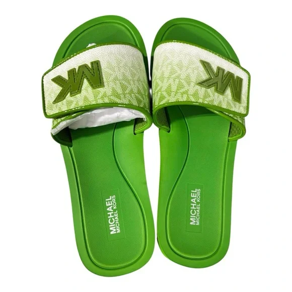 Michael Kors Lime Green Slide Sandals - Picture 1 of 1